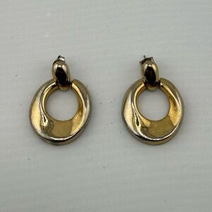 Gold Tone Hoop Door Knocker Earrings